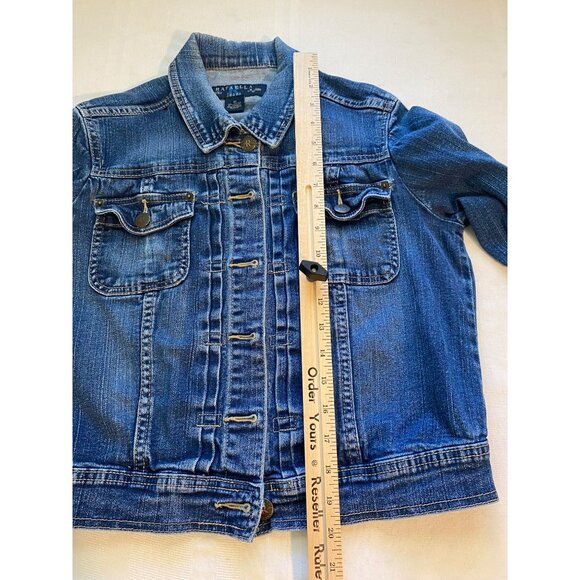 Rafaella Womens Denim Jacket Size 12 Stretch Button-Up Y2K Casual Cowgirl Grunge - Picture 7 of 11